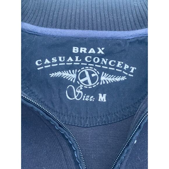 BRAX Style Sion French Terry Cotton Blend Half Zip Sweatshirt Navy Pullover - Picture 2 of 16